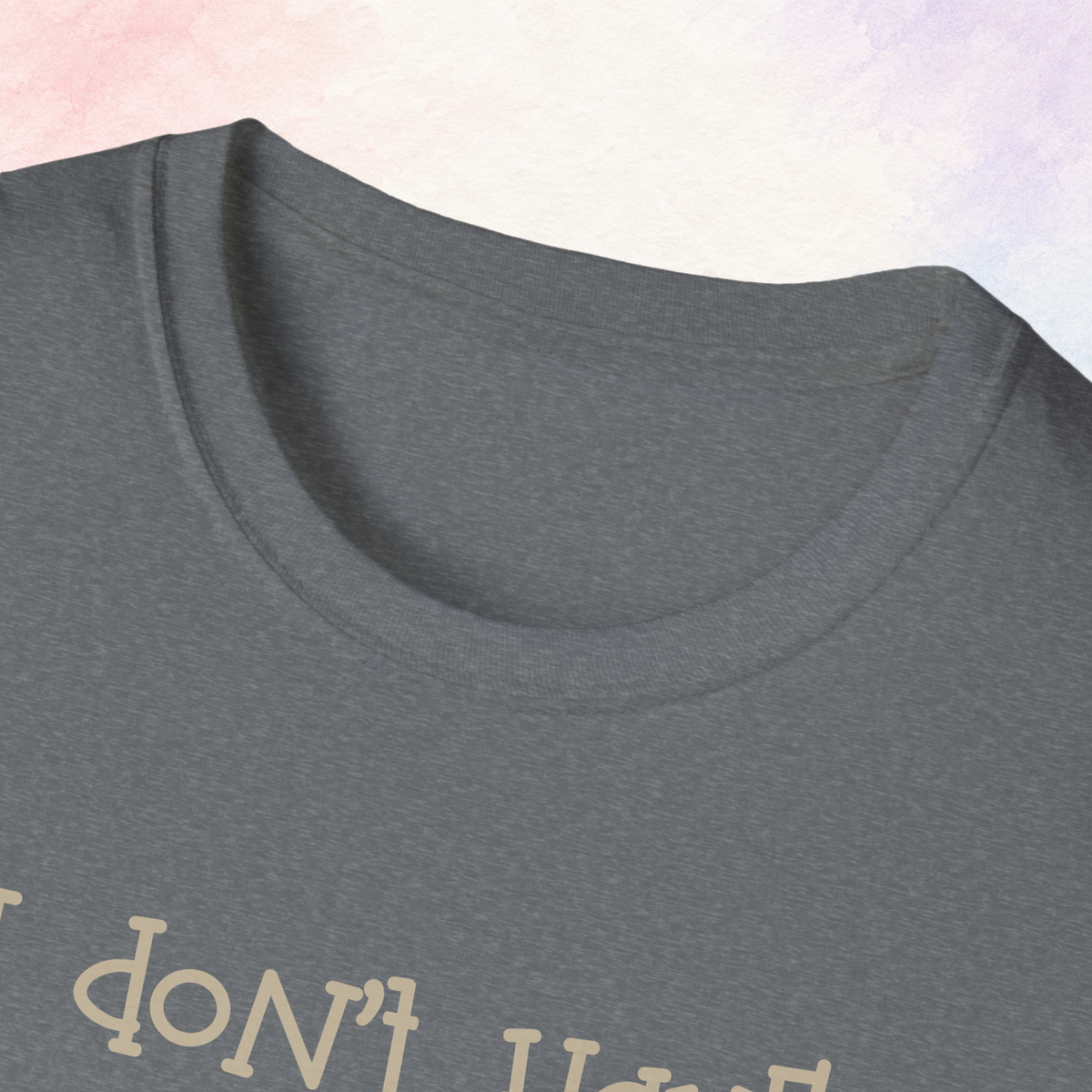 Close-up of the collar and fabric on the Graphite Heather Crayons graphic T-shirt