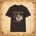 Pirate Ship parenting humor graphic T-shirt in Dark Chocolate, front view