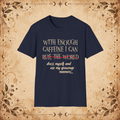 With Enough Caffeine graphic T-shirt in Navy, front view