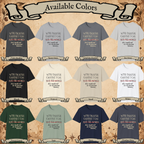 With Enough Caffeine T-shirt color chart showing all 12 available shirt colors