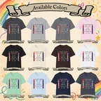 I Don't Have the Time or the Crayons T-shirt color chart showing all 12 available shirt colors