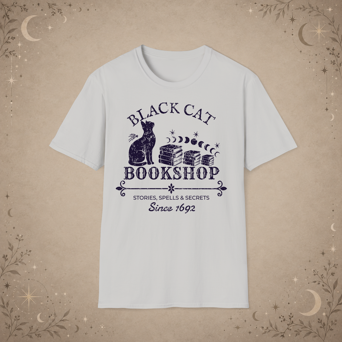 Black Cat Bookshop graphic tee in Ice Grey