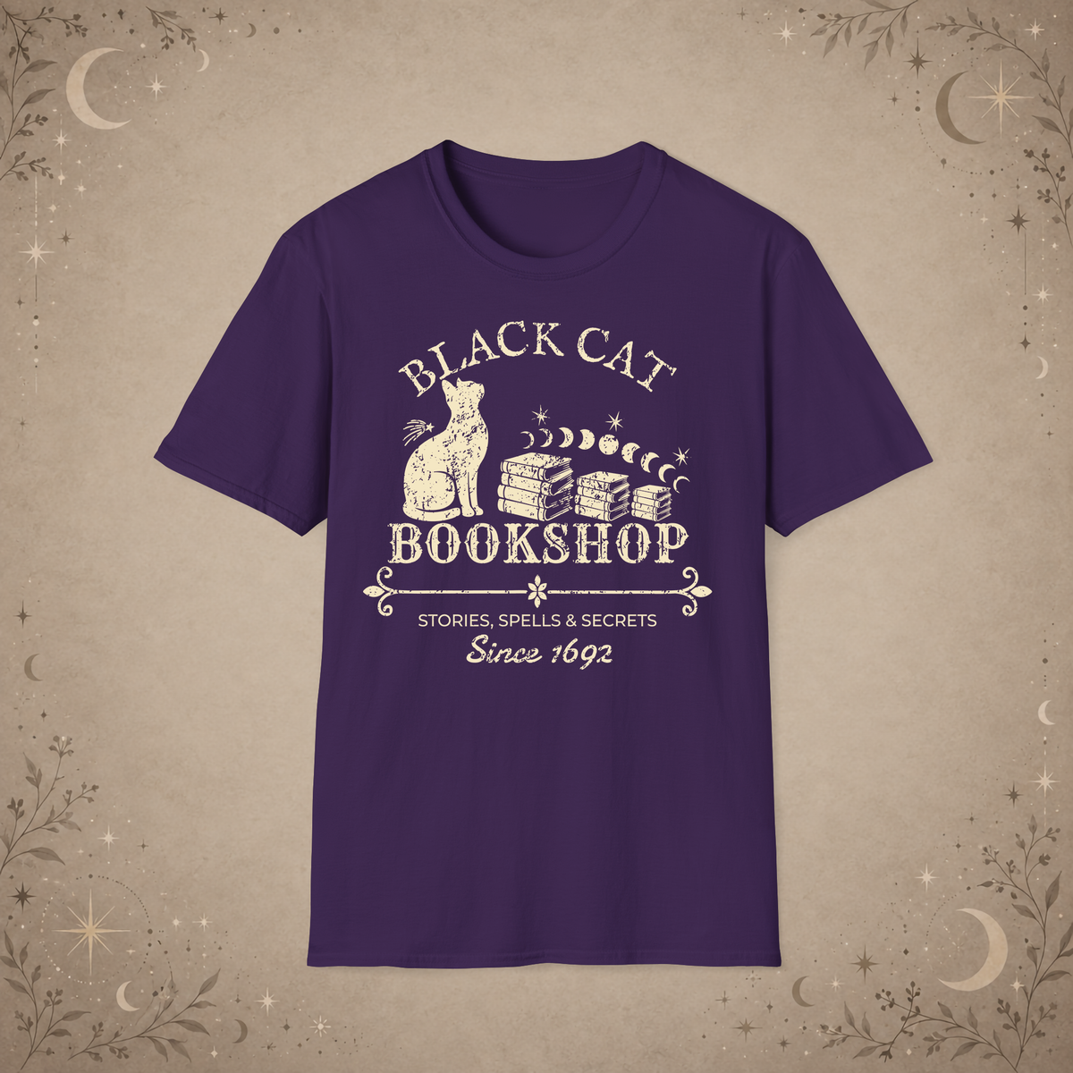 Black Cat Bookshop graphic tee in Purple