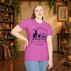 Black Cat Bookshop graphic tee on standing woman
