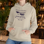Broom and Bramble pullover hoodie in Sand, lifestyle mockup