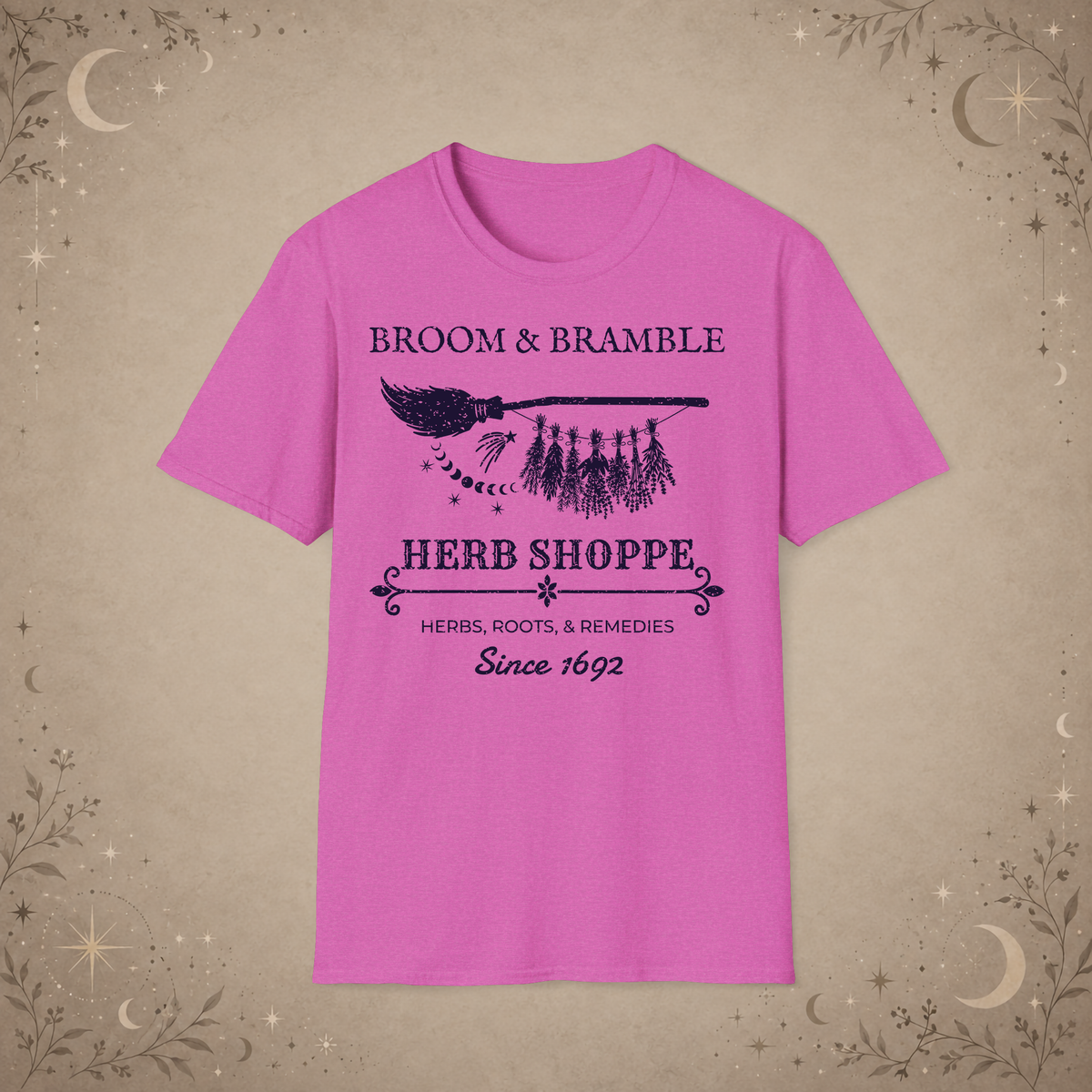 Broom and Bramble graphic tee in Heather Berry
