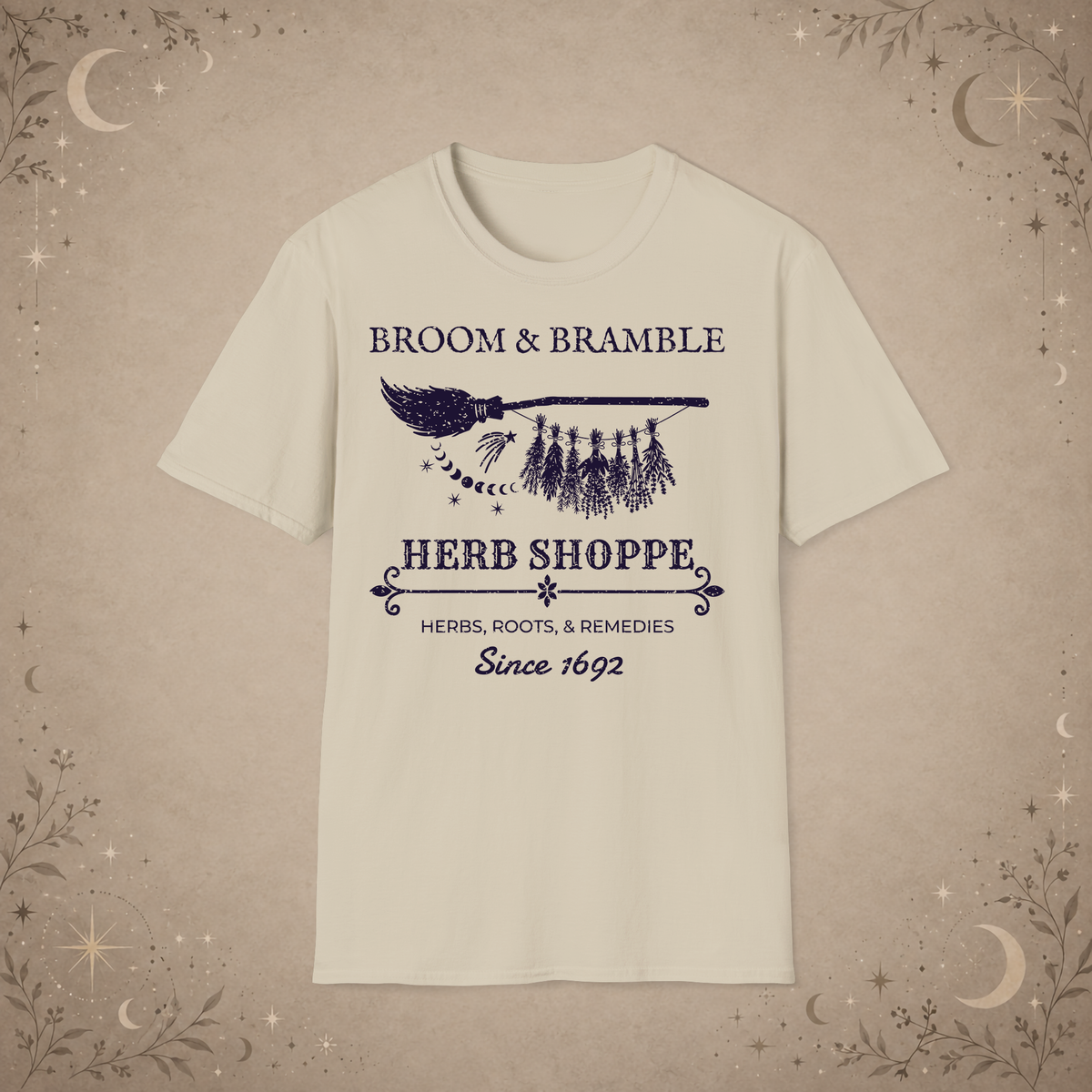 Broom and Bramble graphic tee in Sand