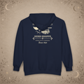 Broom and Bramble full-zip hoodie in Navy, back view