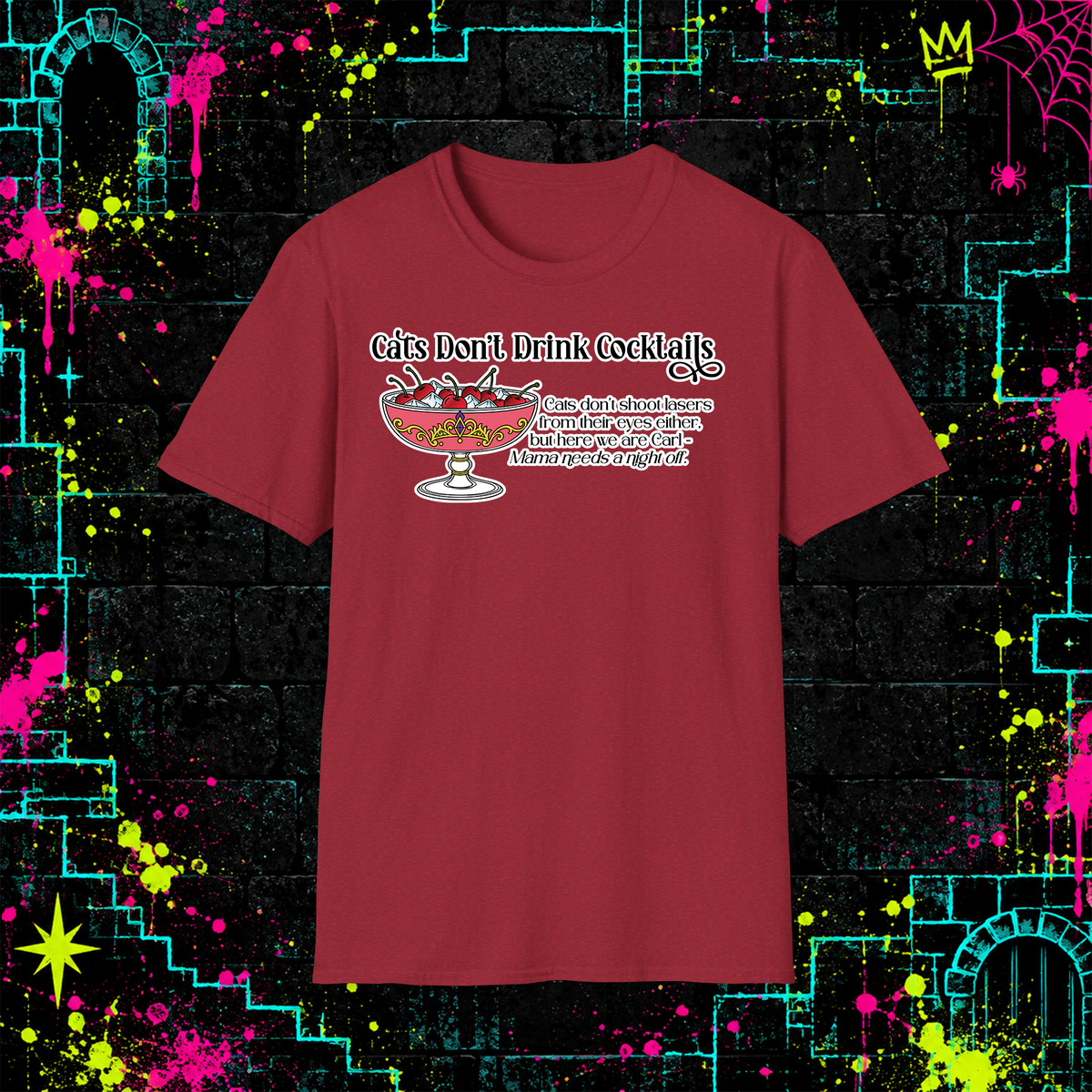 Cats Don’t Drink Cocktails graphic tee in Antique Cherry Red