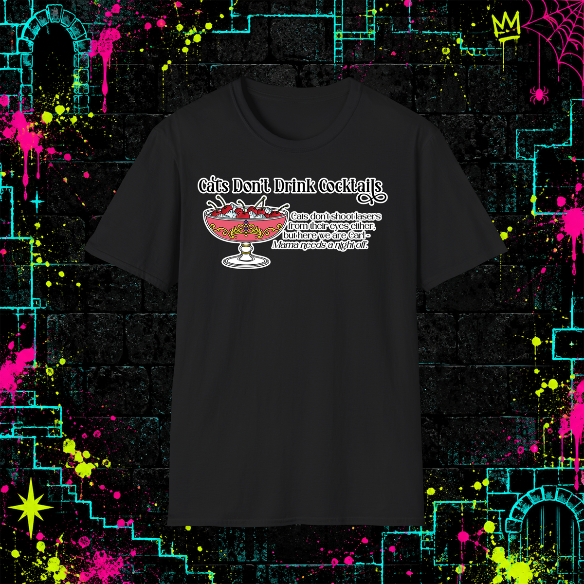 Cats Don’t Drink Cocktails graphic tee in Black