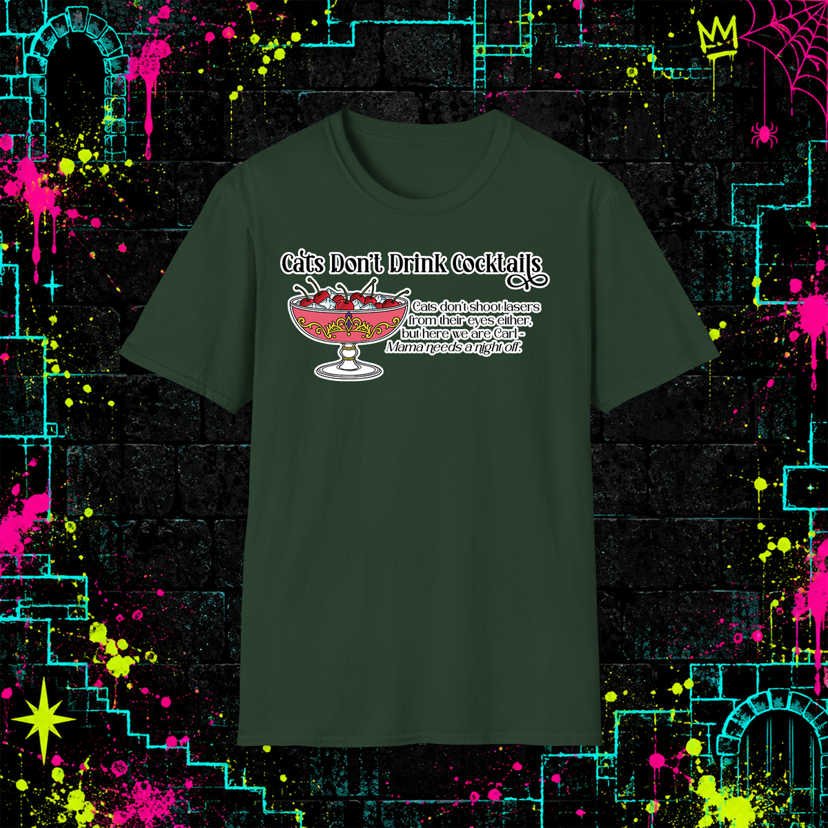 Cats Don’t Drink Cocktails graphic tee in Forest Green