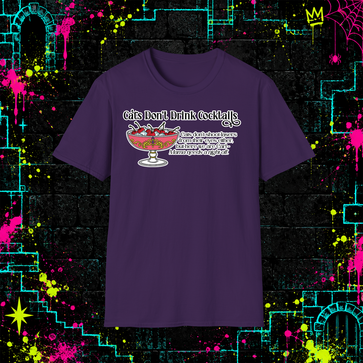 Cats Don’t Drink Cocktails graphic tee in Purple