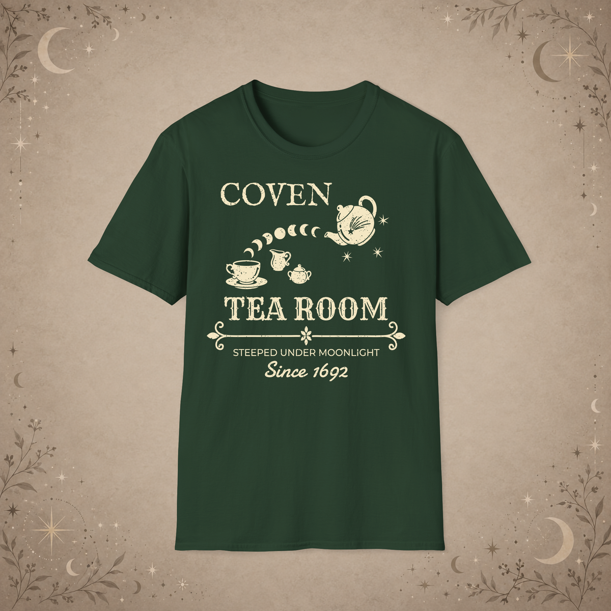 Coven Tea Room graphic tee in Forest Green