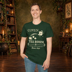 Coven Tea Room graphic tee on standing man