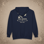 Coven Tea Room full-zip hoodie in Navy, back view
