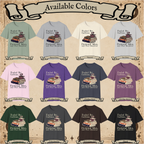 Available color chart showing the 12 colors of the Fueled by Caffeine, Fictional Men and Poor Decisions T-shirt