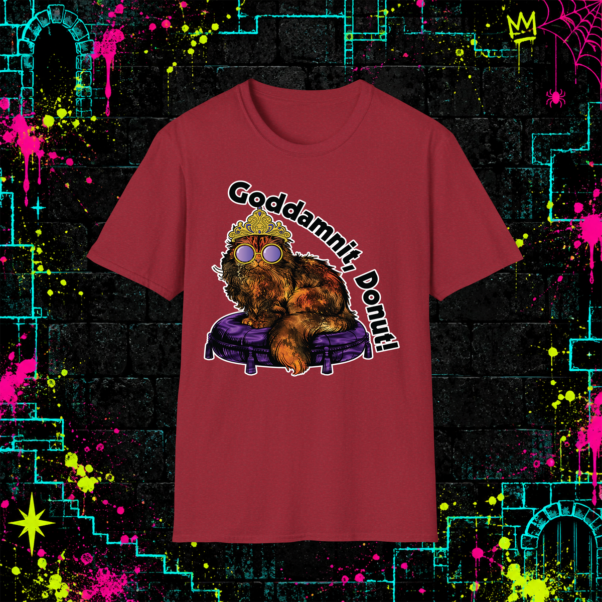 Goddamnit, Donut! graphic tee in Antique Cherry Red