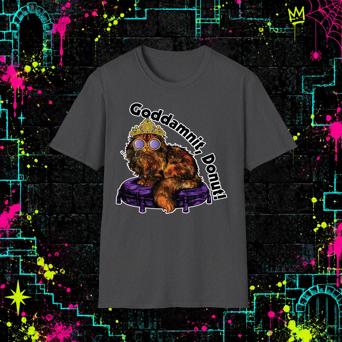 Goddamnit, Donut! graphic tee in Dark Heather