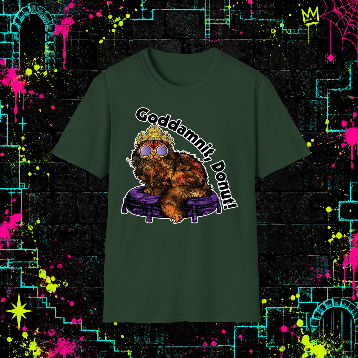 Goddamnit, Donut! graphic tee in Forest Green