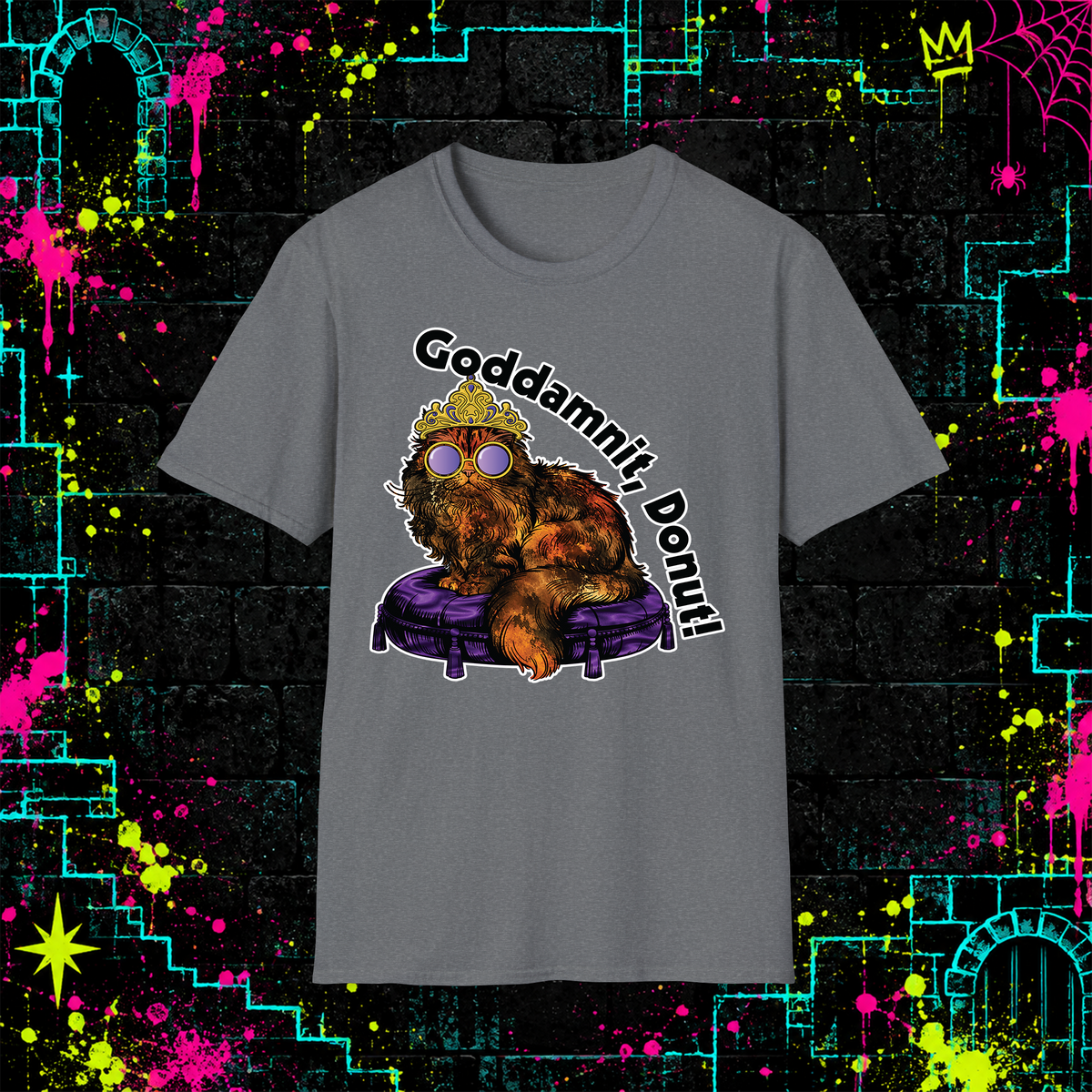 Goddamnit, Donut! graphic tee in Graphite Heather