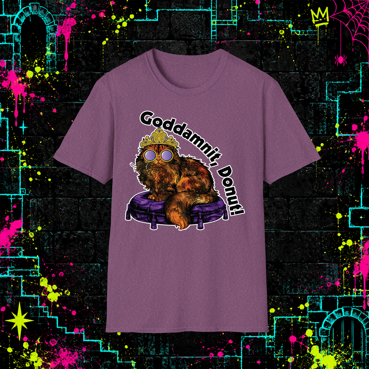 Goddamnit, Donut! graphic tee in Heather Maroon