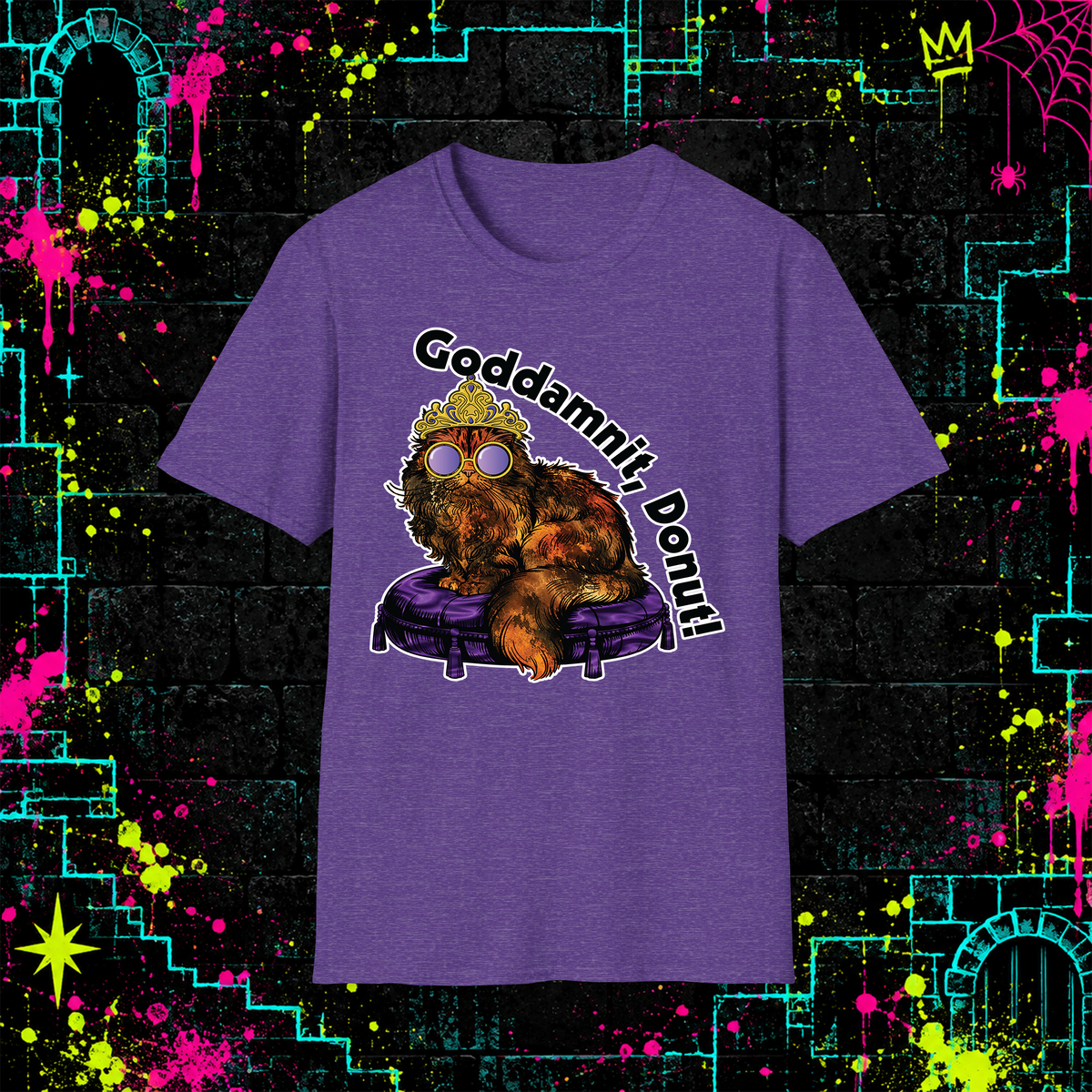 Goddamnit, Donut! graphic tee in Heather Purple