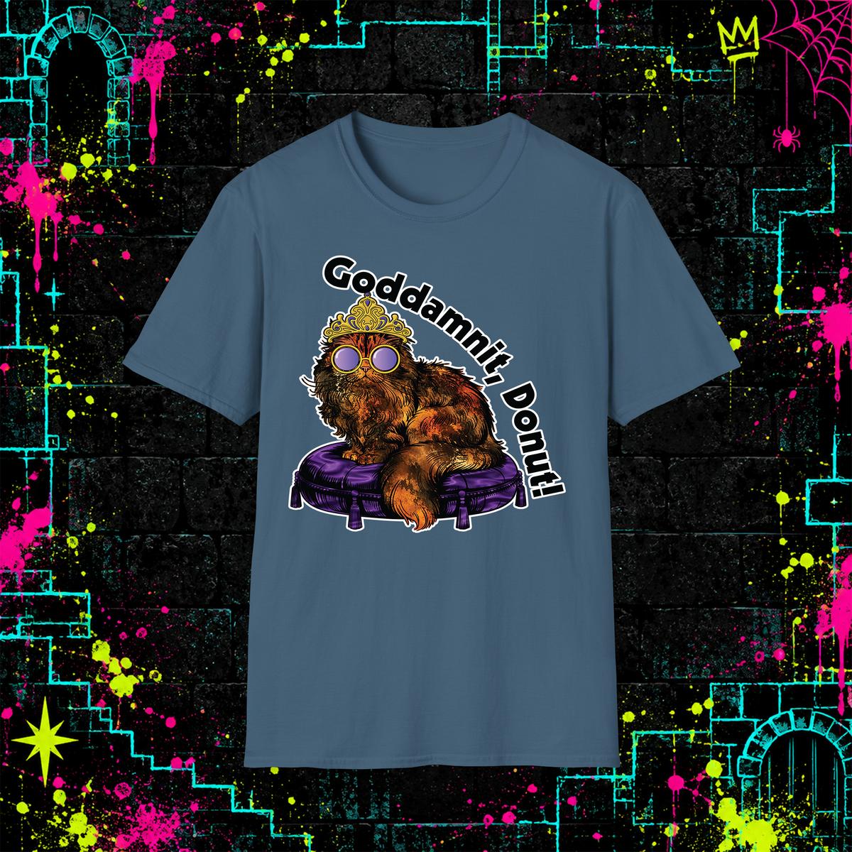 Goddamnit, Donut! graphic tee in Indigo Blue