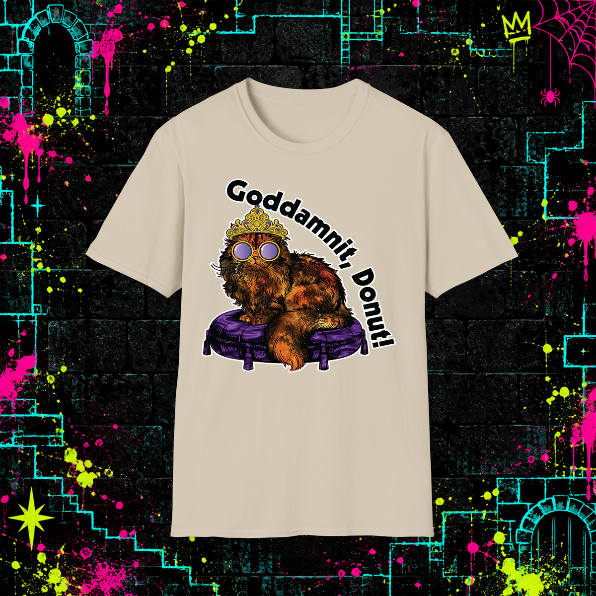 Goddamnit, Donut! graphic tee in Sand