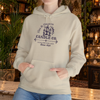 Hex & Hearth Candle Co. pullover hoodie in Sand, lifestyle mockup