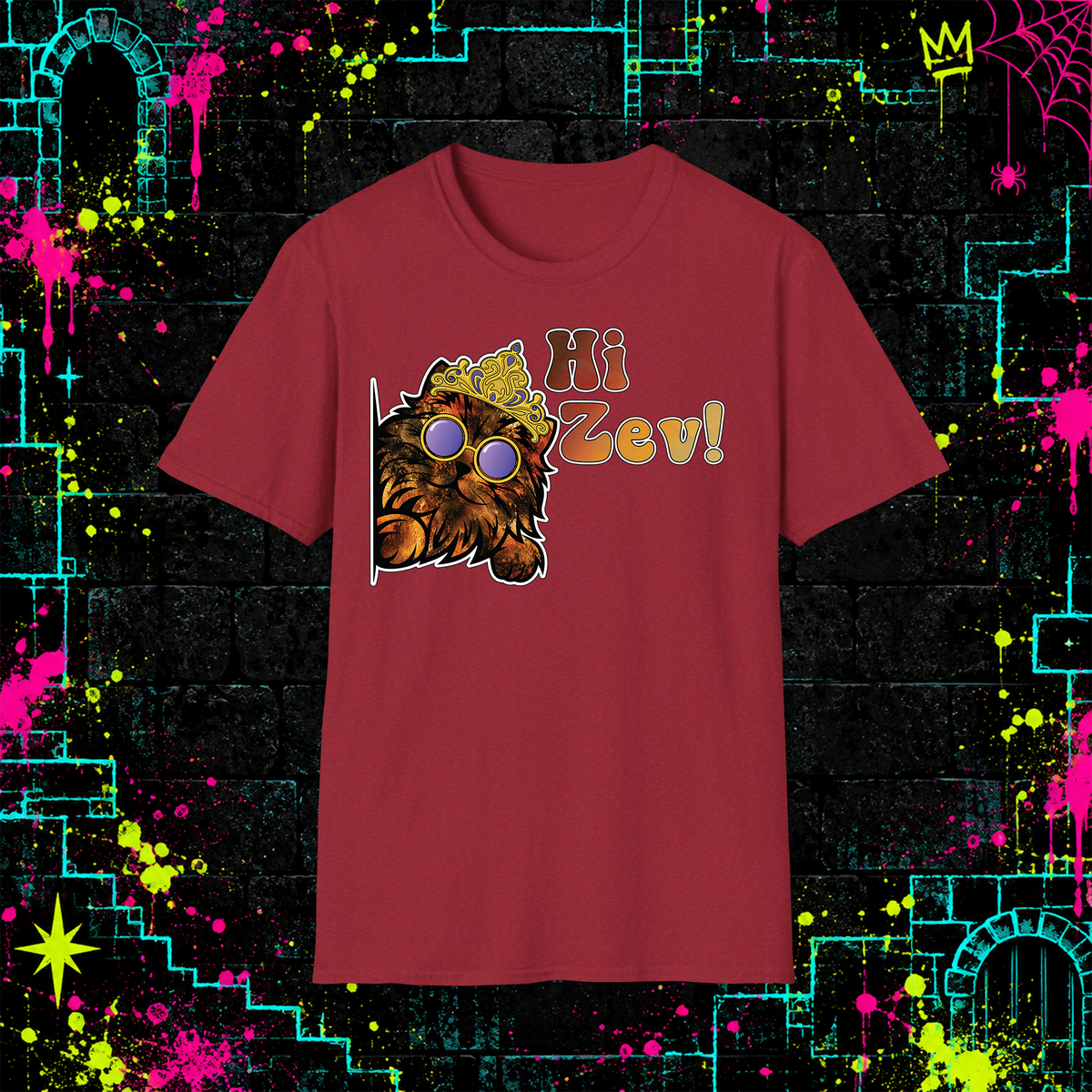 Hi Zev! graphic tee in Antique Cherry Red