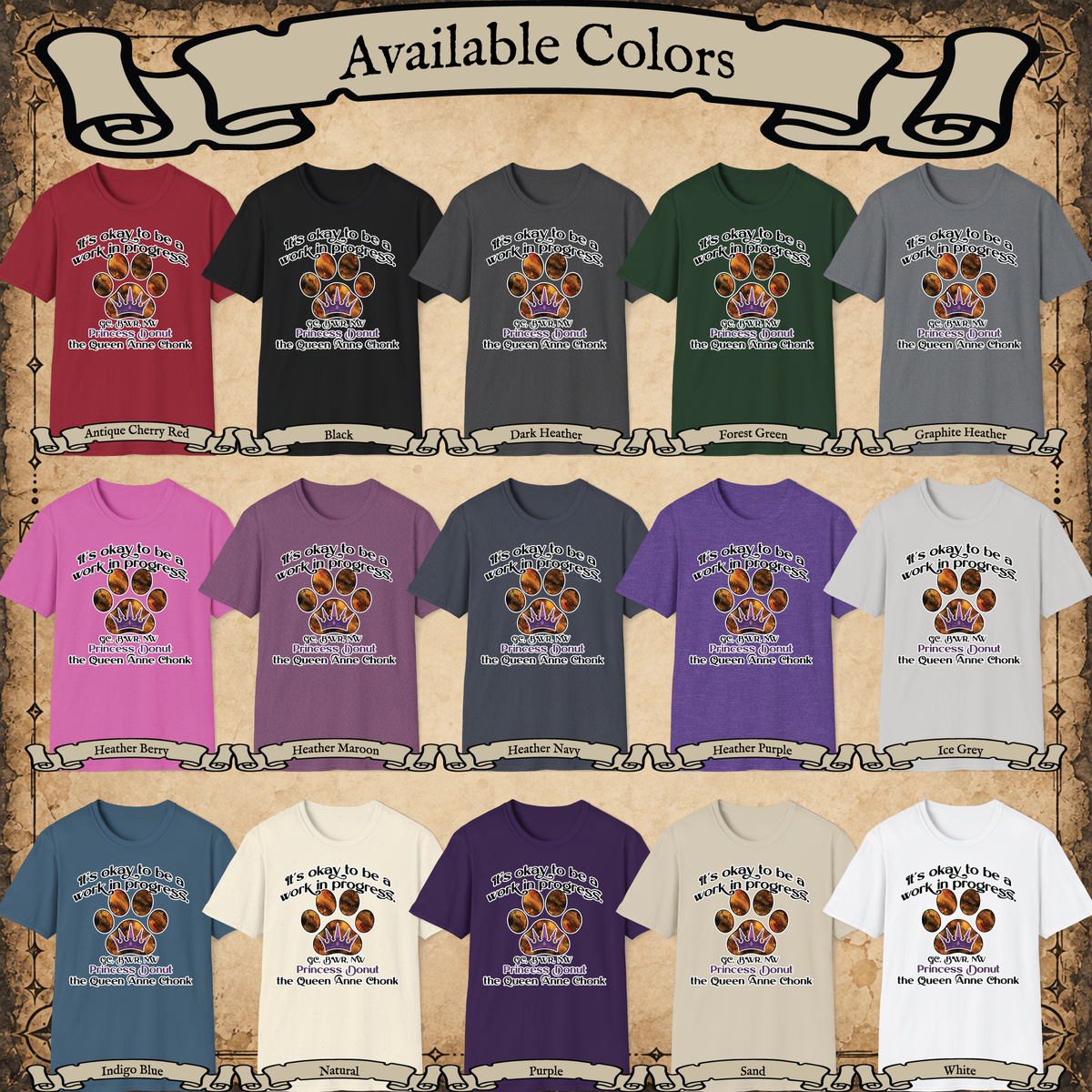 It’s Okay to Be a Work in Progress graphic tee available colors
