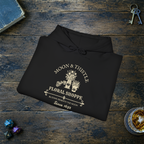 Moon and Thistle hoodie, black folded mockup