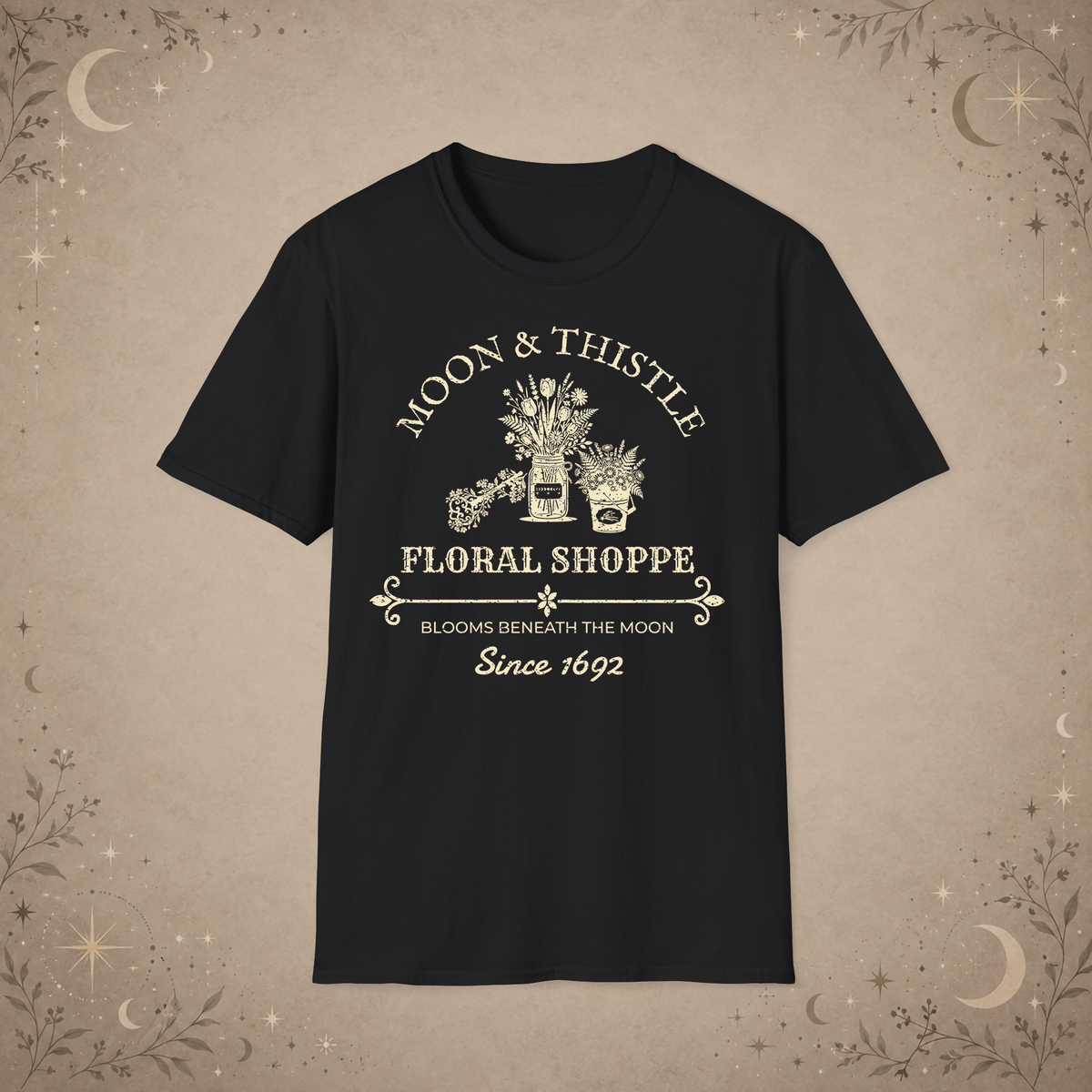 Moon and Thistle graphic tee in Black