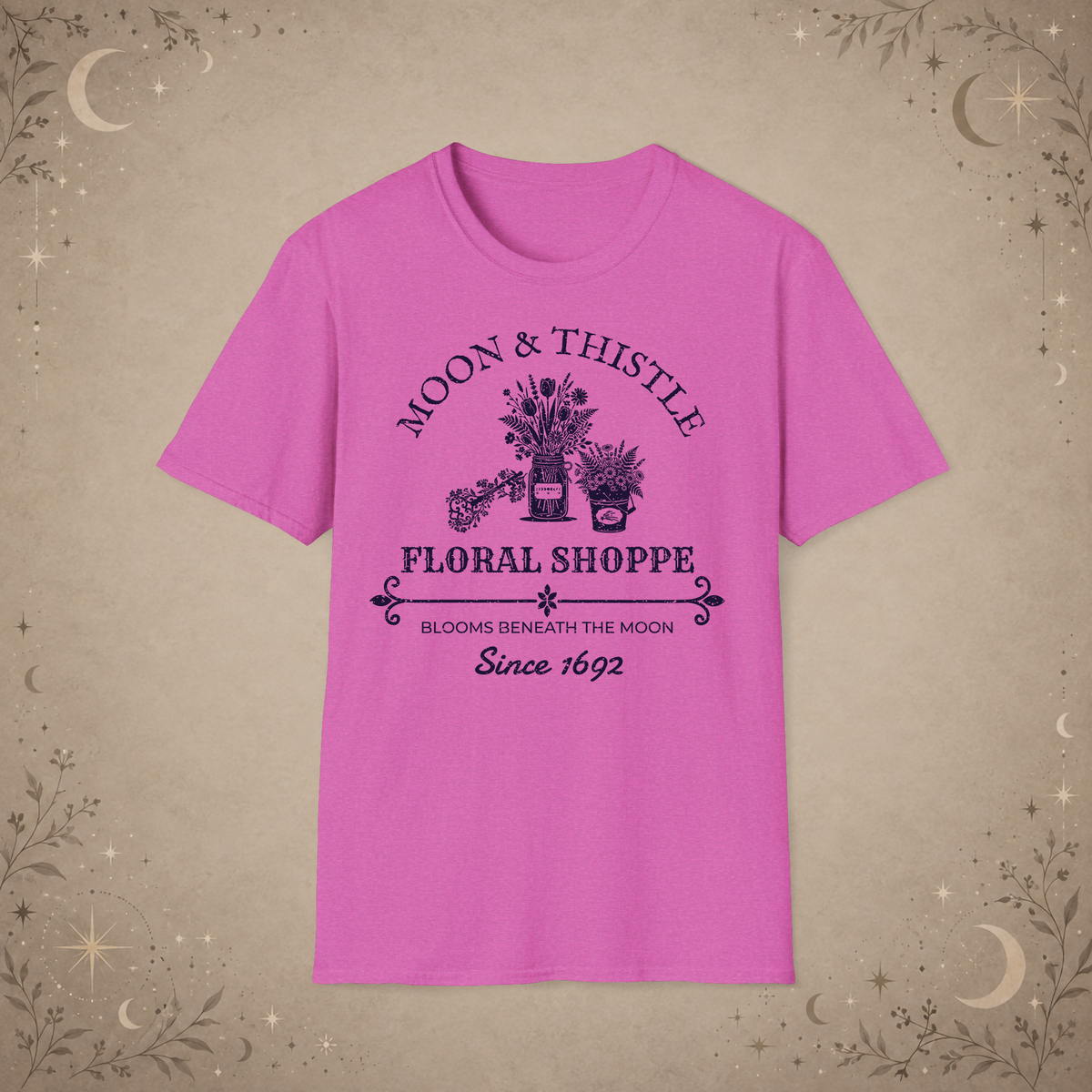 Moon and Thistle graphic tee in Heather Berry