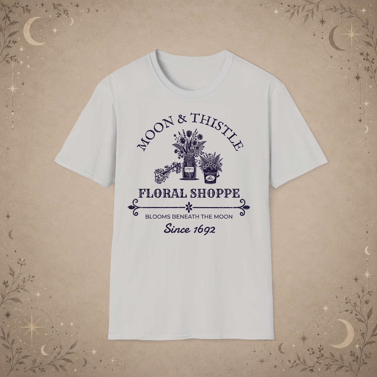 Moon and Thistle graphic tee in Ice Grey