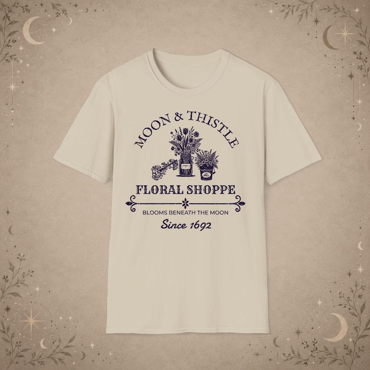 Moon and Thistle graphic tee in Sand