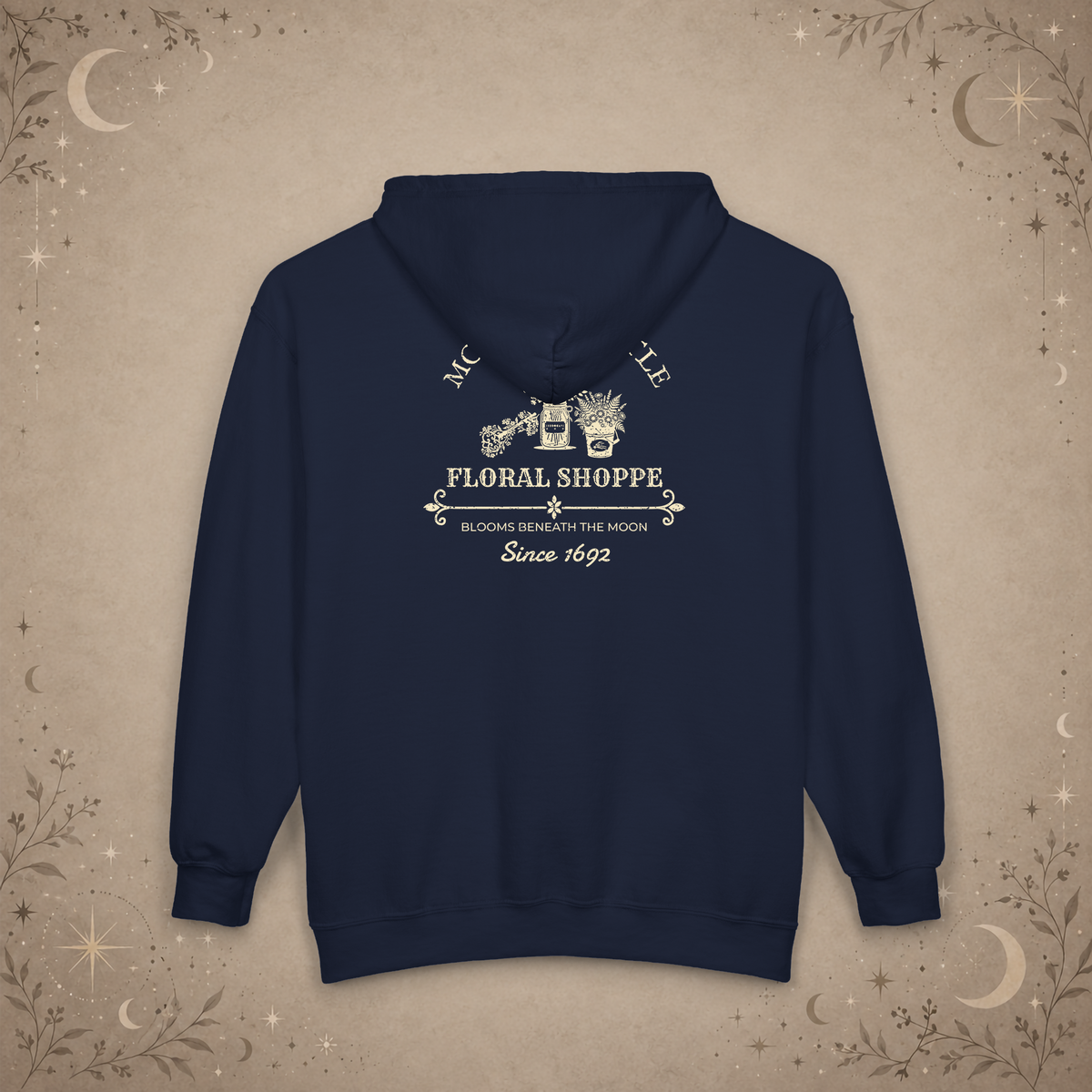 Moon and Thistle full-zip hoodie, navy, back