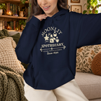 Moonlit Apothecary hoodie in navy, lifestyle mockup