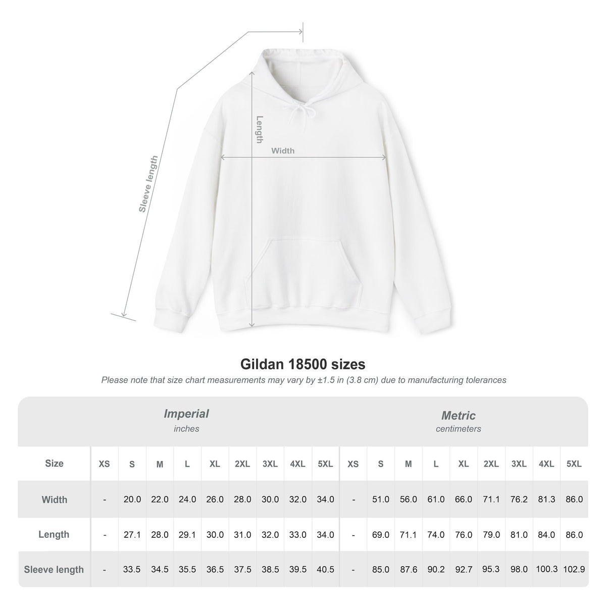 Moonlit Apothecary pullover hoodie size chart