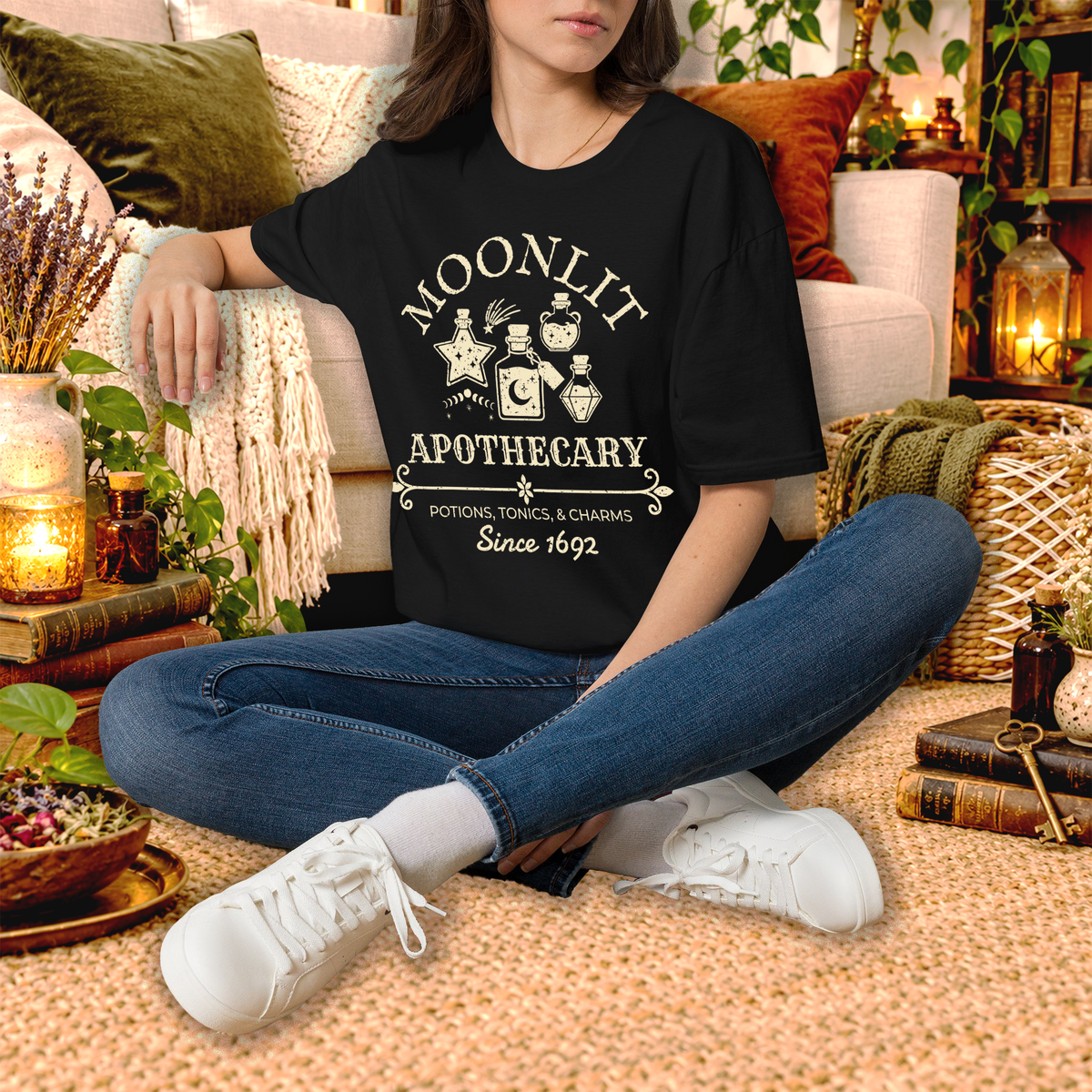 Moonlit Apothecary graphic tee lifestyle mockup