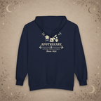 Moonlit Apothecary full-zip hoodie in navy, back view