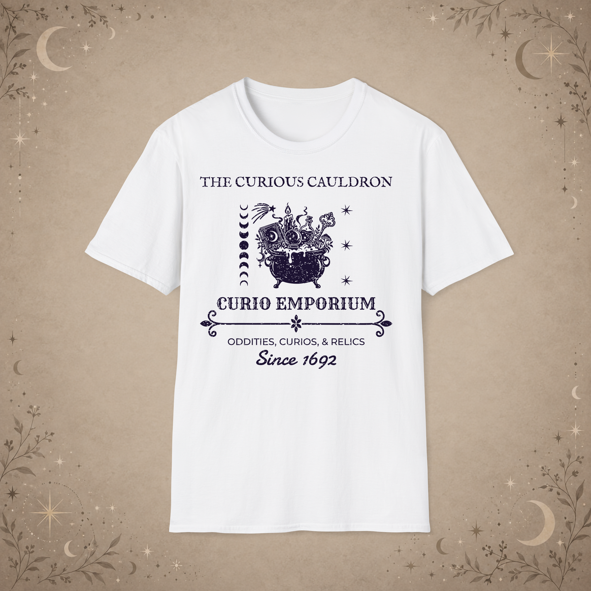 The Curious Cauldron graphic tee in White