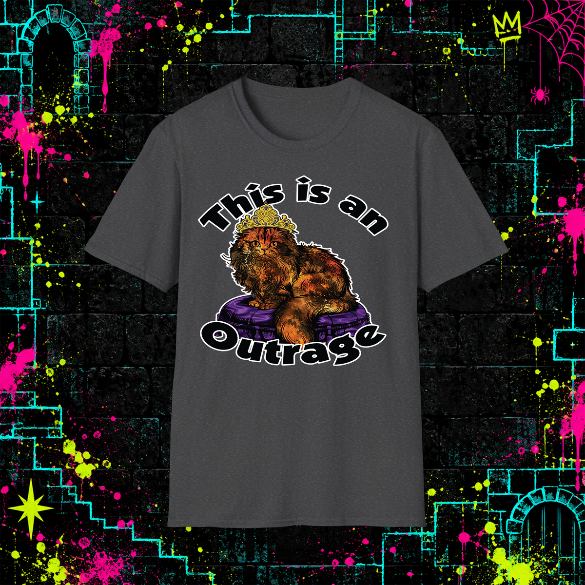 This Is an Outrage shirt in Dark Heather
