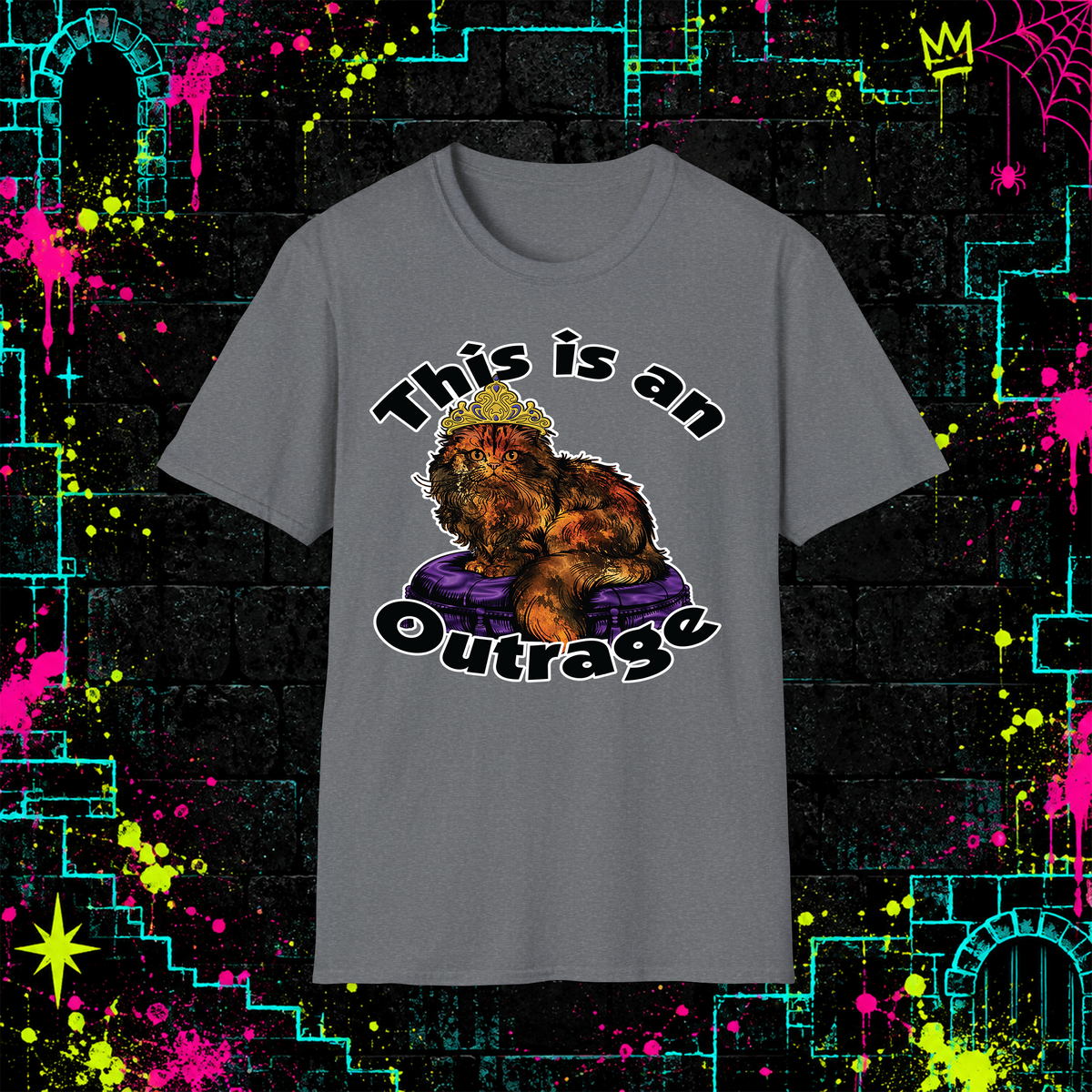 This Is an Outrage shirt in Graphite Heather