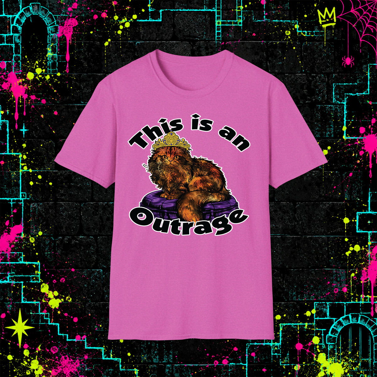 This Is an Outrage shirt in Heather Berry