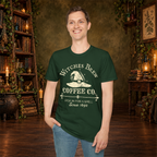 Witches Brew Coffee Co. graphic tee on standing man