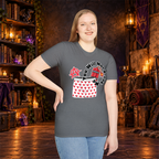 You Will Not Break Me graphic T-shirt modeled by a standing woman